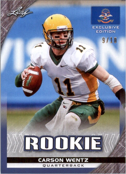 CARSON WENTZ 2016 Leaf Rookies NSCC Exclusive Rookie BLUE Card #/10