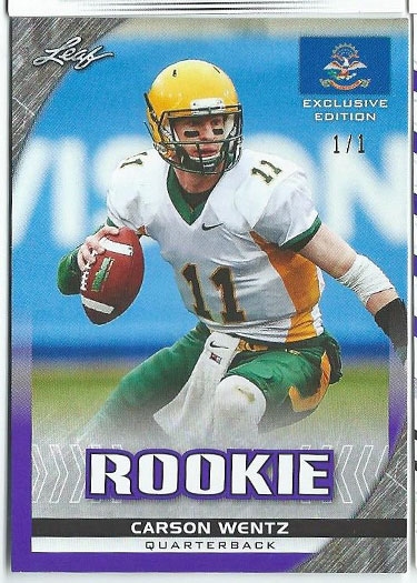 CARSON WENTZ 2016 Leaf Rookies NSCC Exclusive Rookie PURPLE Card 1/1